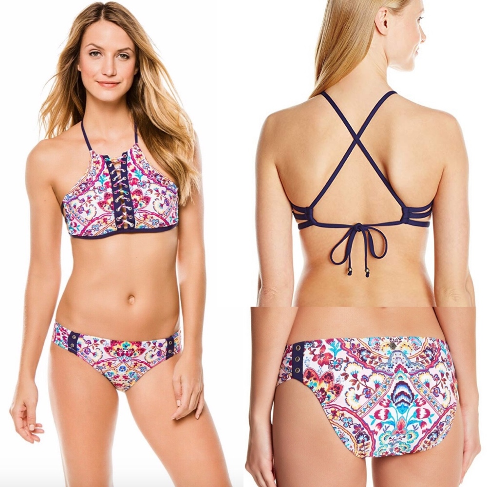 NWT Nanette Lepore Festival Bikini Top + bottom L